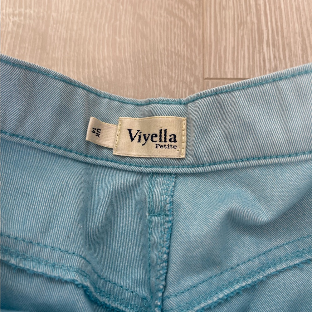 Viyella Petite Cotton Pants, Baby Blue, Size UK14 US 10 - Picture 7 of 11